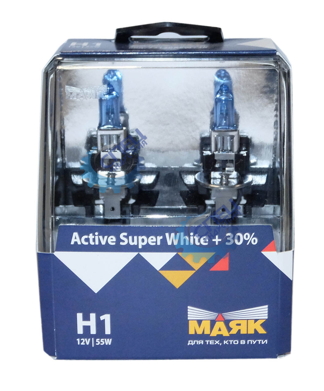 Лампа H1 галог 12V55W+30% (Маяк) Active Super White к-т2шт 72120ASW+30 
