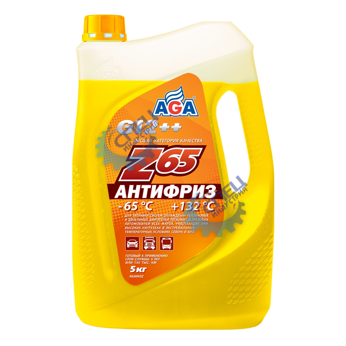 Антифриз AGA-65 G12++ 5кг (AGA043z) (жёлтый)
