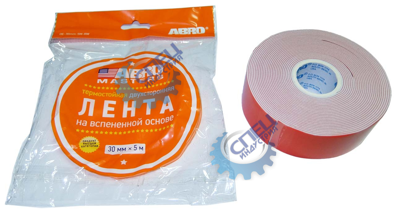 Скотч двусторонний белый 30мм*5м (ABRO) Masters OE-30MM-5M-RW