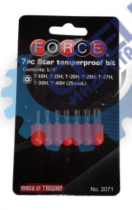 Вставки набор Torx 1/4" с отверст L 25 мм 7 пр (Force) 2071
