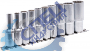 Головки набор 1/2" 12 гр удлин 10 пр (АвтоДело) планка (13342) 39837