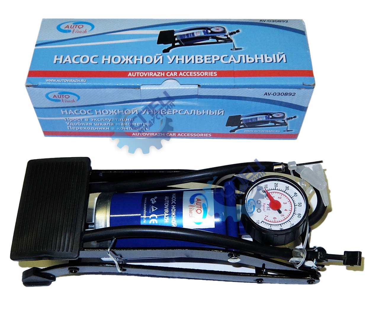 Насос ножной с манометром (Autovirazh) AV-030892