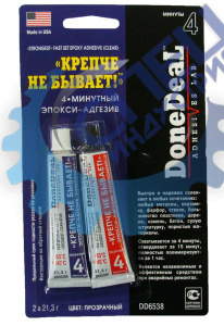 Холодная сварка 2-х комп. эпокси-адгезив Крепче не бывает прозрачный (Done Deal) DD6538 2х21,3 гр