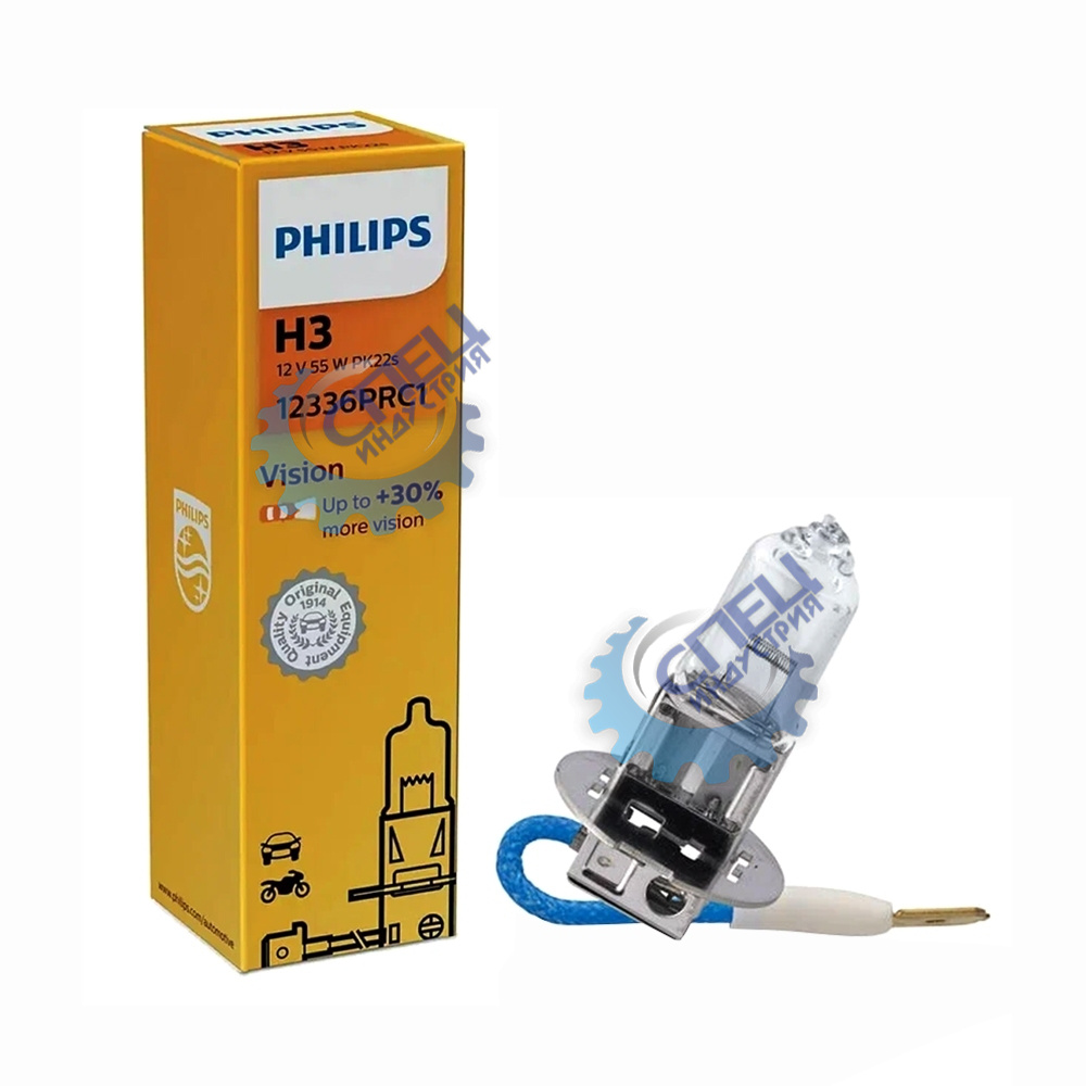 Лампа H3 галог 12V55W+30% (PHILIPS) Vision 12336 PRС1 